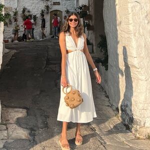 Cute white cut out medi dress
